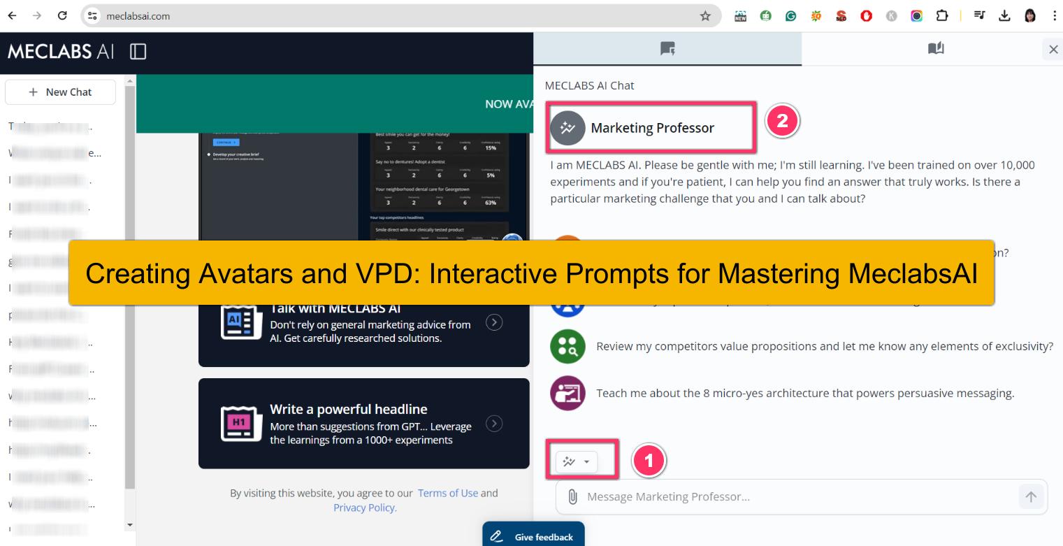Creating Avatars and VPD: Interactive Prompts for Mastering MeclabsAI