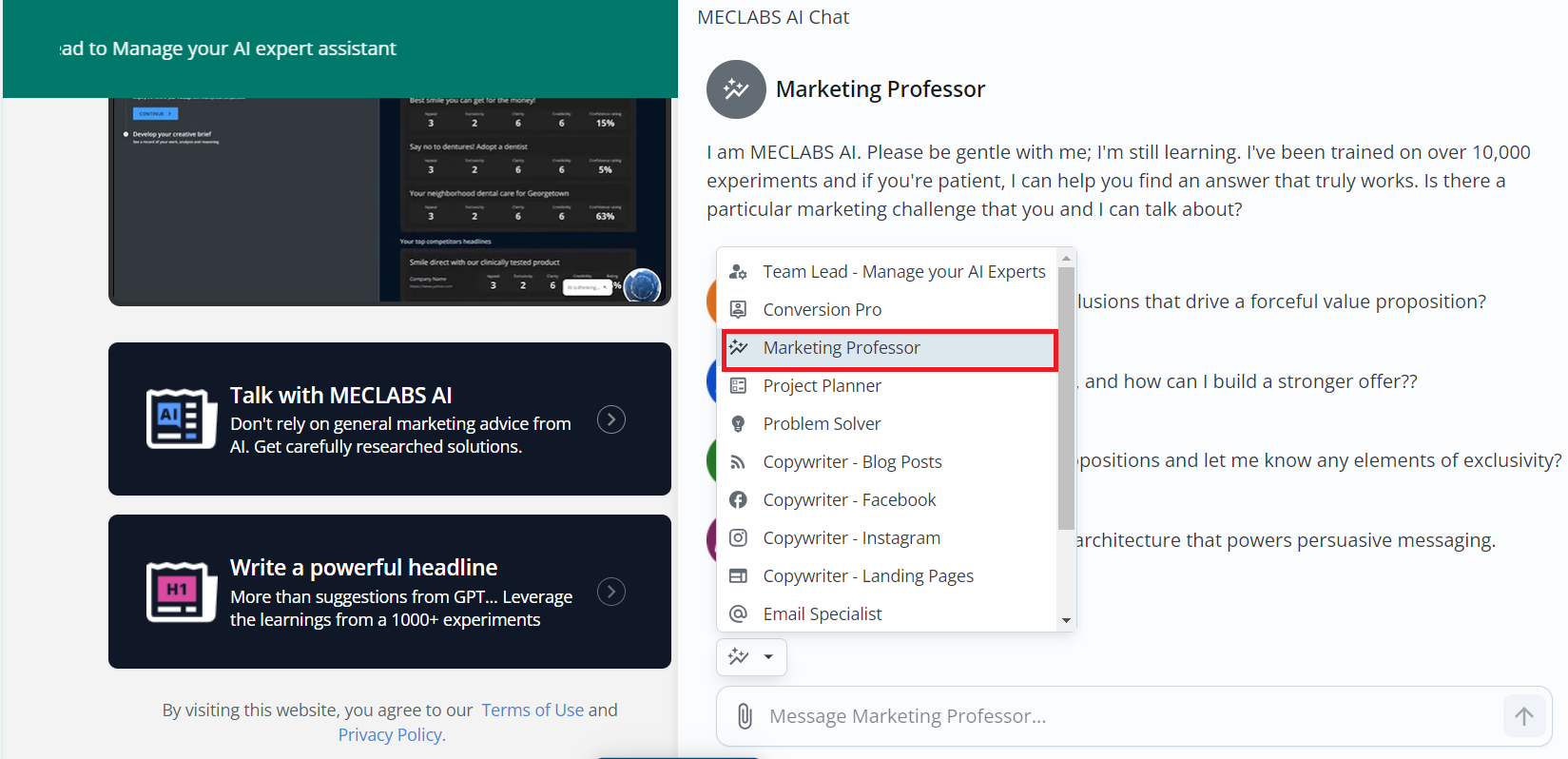 MeclabsAI-marketing professor